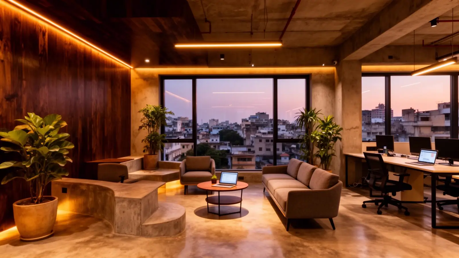 Co-working and co-living space at J Startup House, Jaipur